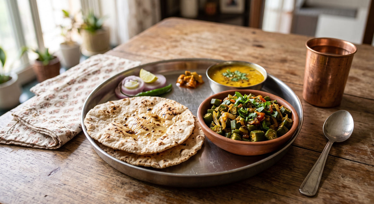 Jowar Roti with Bhindi Sabzi