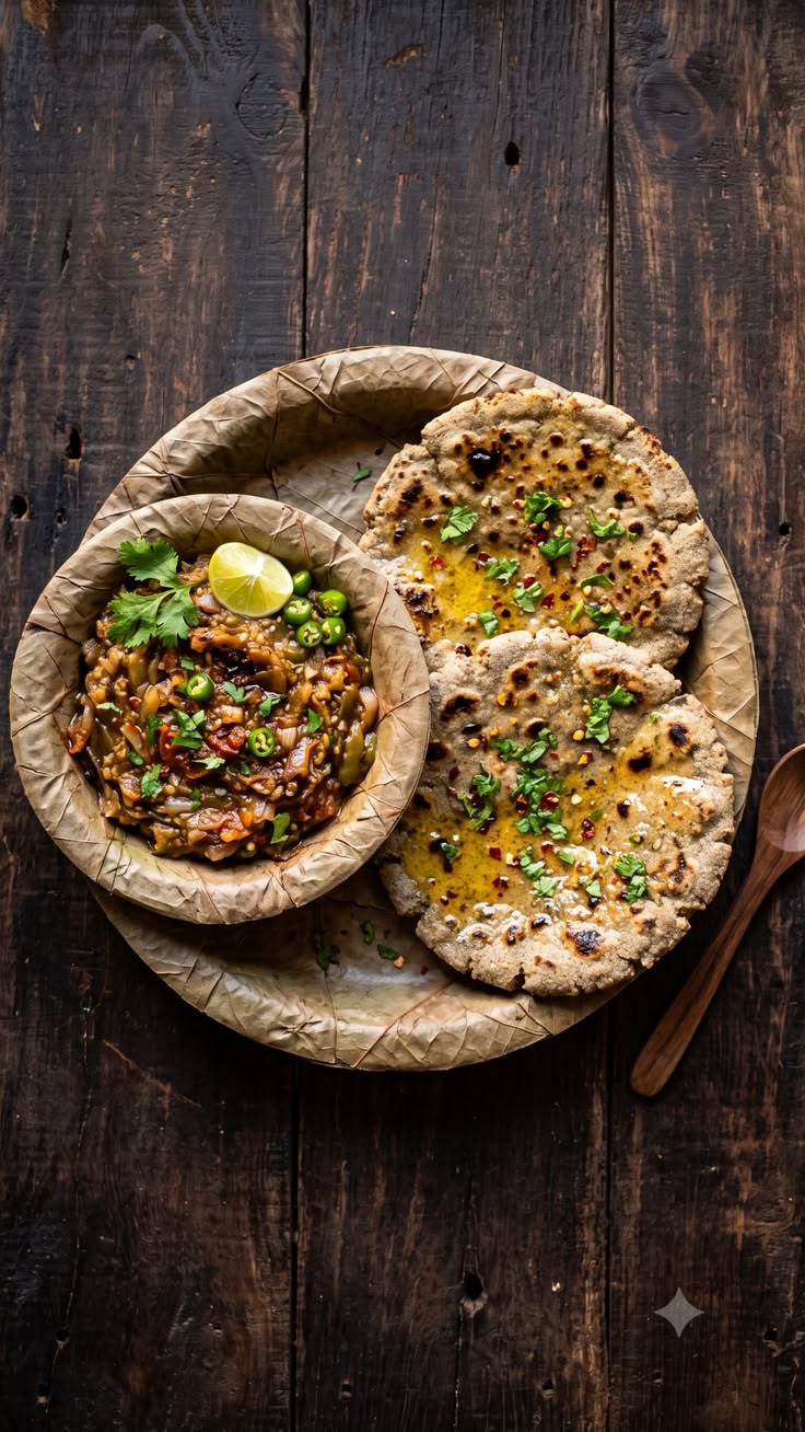 Bajra Roti with Baingan Bharta